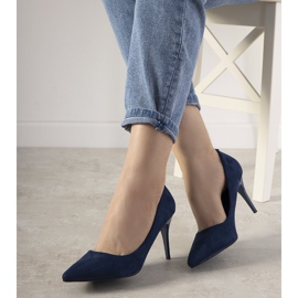 Décolleté blu navy su tacco Campbell basso 1