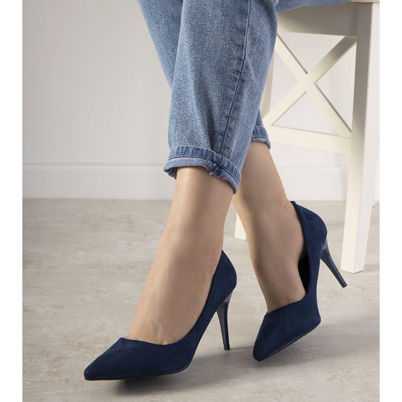 Décolleté blu navy su tacco Campbell basso 1