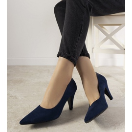 Décolleté blu navy su un grosso tacco Greca 1
