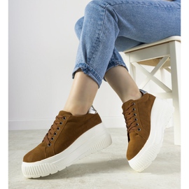 Sneakers sportive marroni con suola alta Ratter marrone 1