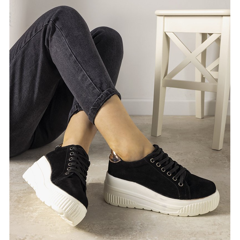 Sneakers sportive nere con suola alta Ratter nero 1