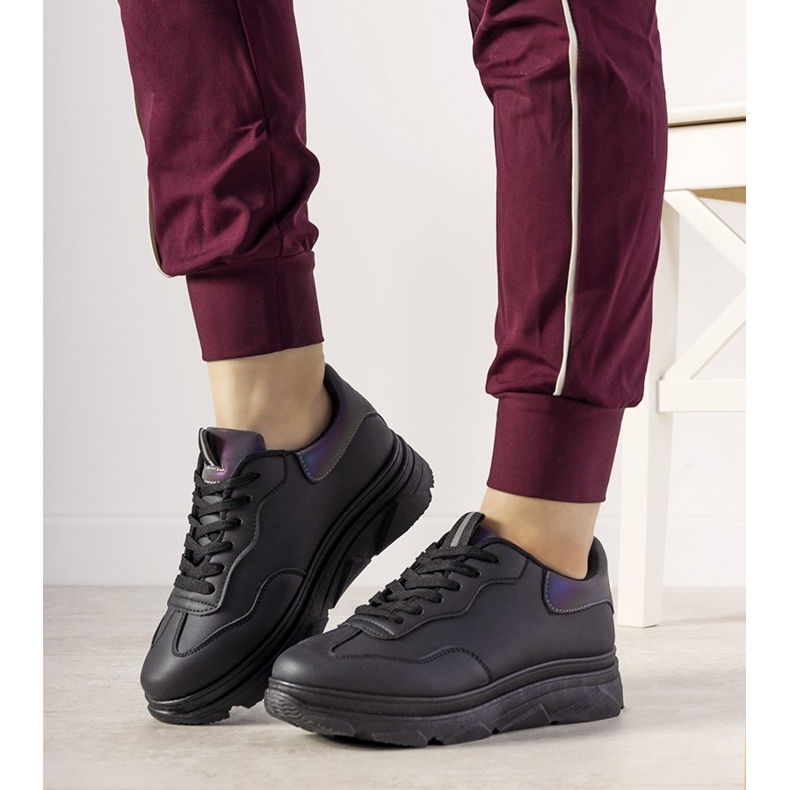 Sneakers nere con inserto catarifrangente Kaori nero 1