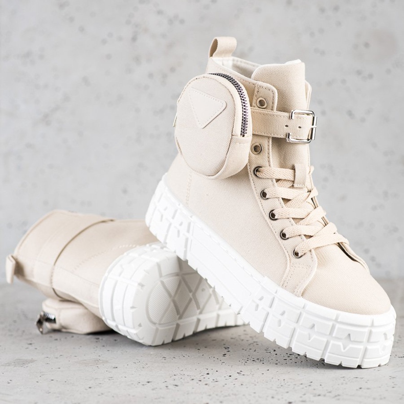 Goodin Sneakers Sulla Piattaforma Con Una Tasca beige 1