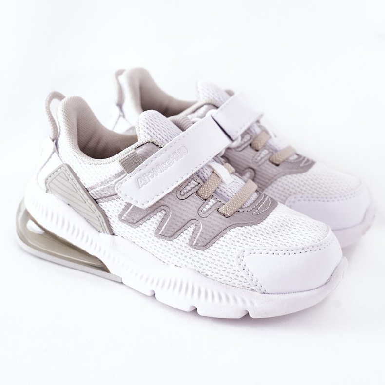 Scarpe Sportive Bambini Con Velcro ABCKIDS Bianco-Argento 2