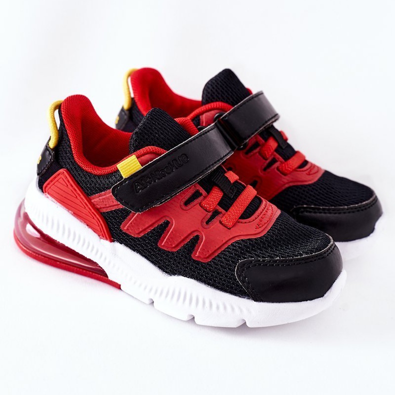 Scarpe sportive da bambino con velcro ABCKIDS Nero-Rosso 2