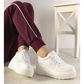 Sneakers sportive bianche con suola alta Challenge bianca 1
