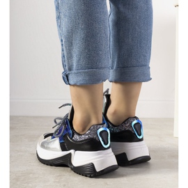 Sneakers argento con suola alta primaverile nero 1