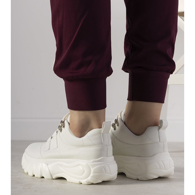 Sneakers sportive bianche con suola alta Luna bianco 1