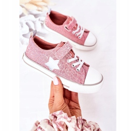 Sneakers Per Bambini Con Velcro Big Star HH374027 Rosa d'argento 3