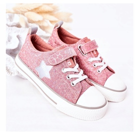 Sneakers Per Bambini Con Velcro Big Star HH374027 Rosa argento 2