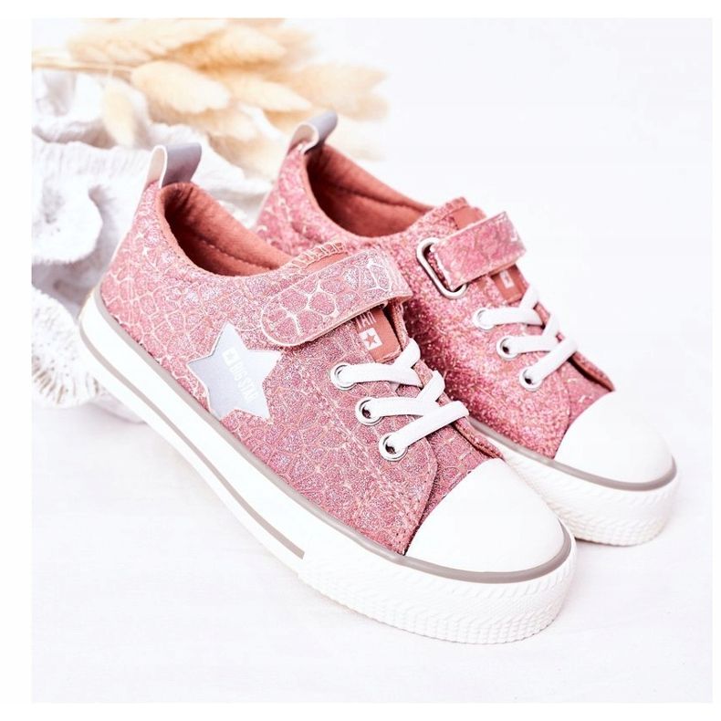 Sneakers Per Bambini Con Velcro Big Star HH374027 Rosa argento 2