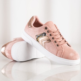 SHELOVET Sneakers in pelle scamosciata rosa 1