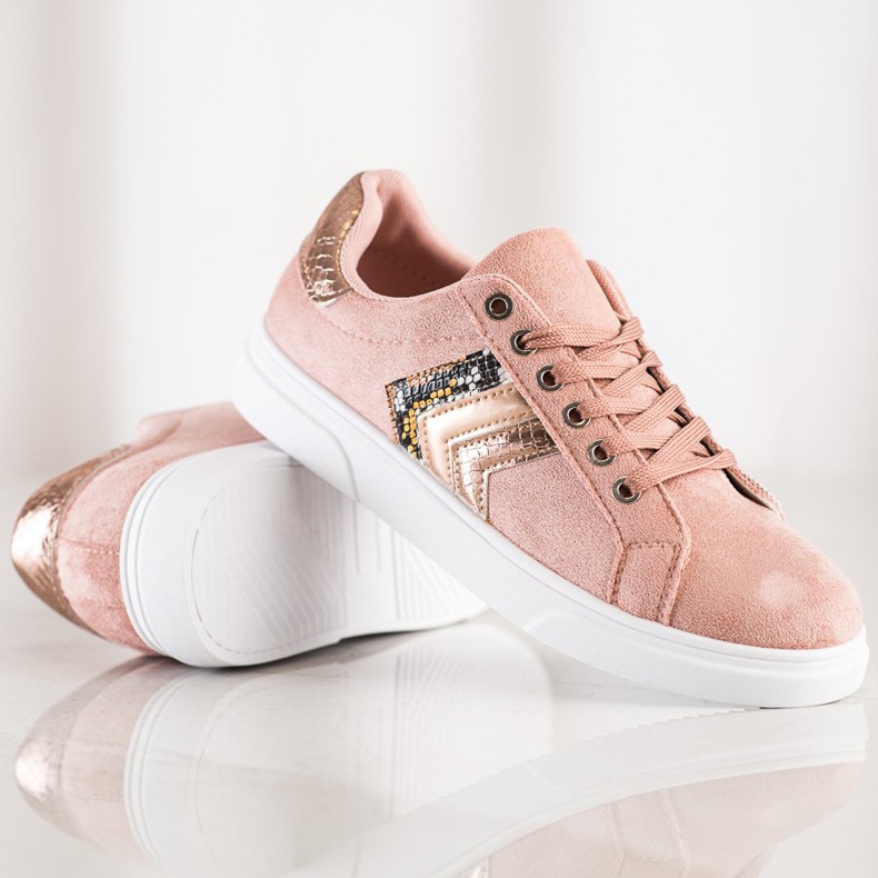 SHELOVET Sneakers in pelle scamosciata rosa 1