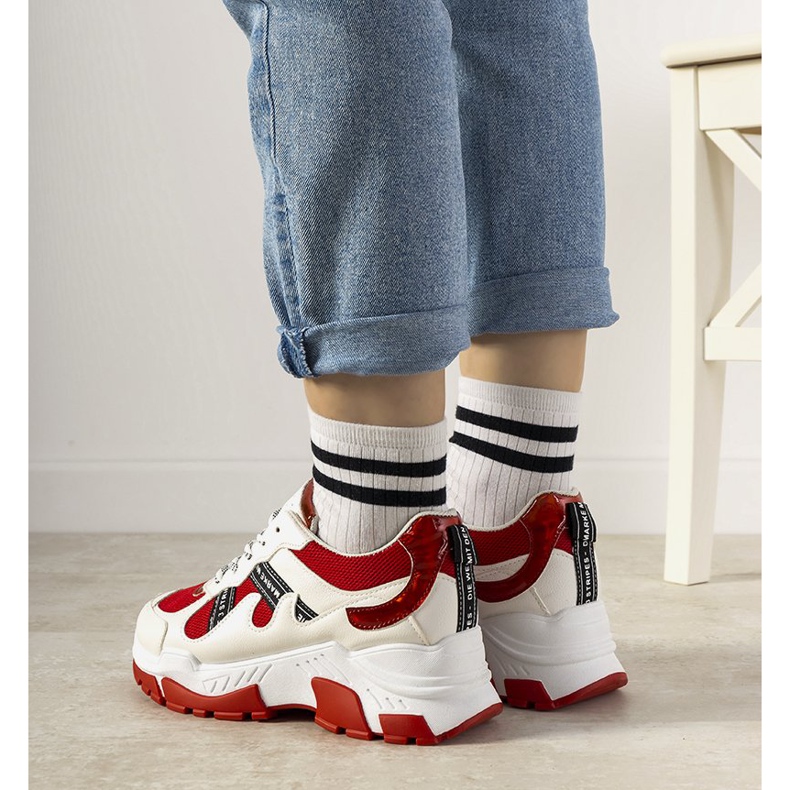 Sneakers bianche con inserti olografici Allisone bianca rosso 1