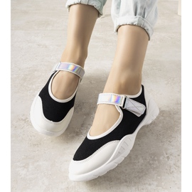 Sneakers bianche e nere con inserto Melania olografico bianca nero 1