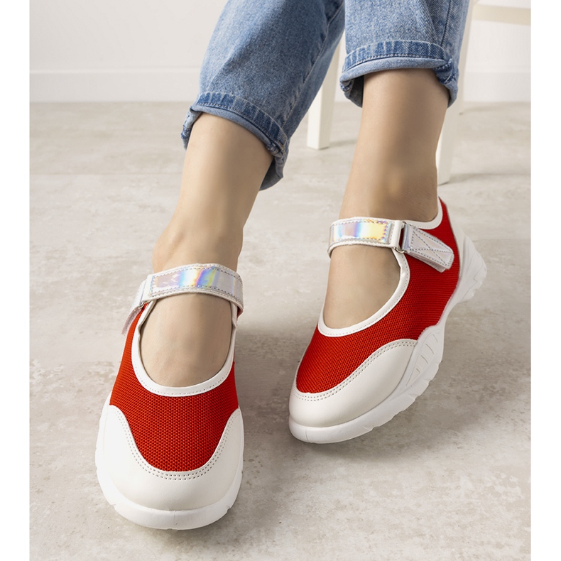 Sneakers bianche e rosse con inserto olografico Melania bianco rosso 1