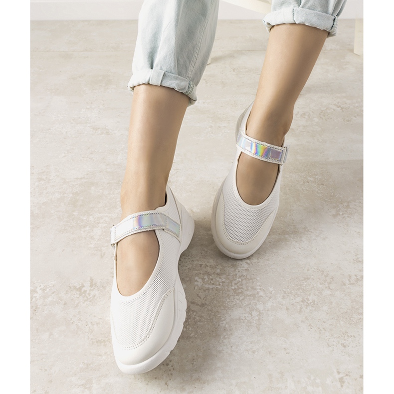 Scarpe sportive bianche con inserto olografico Melania bianco 1
