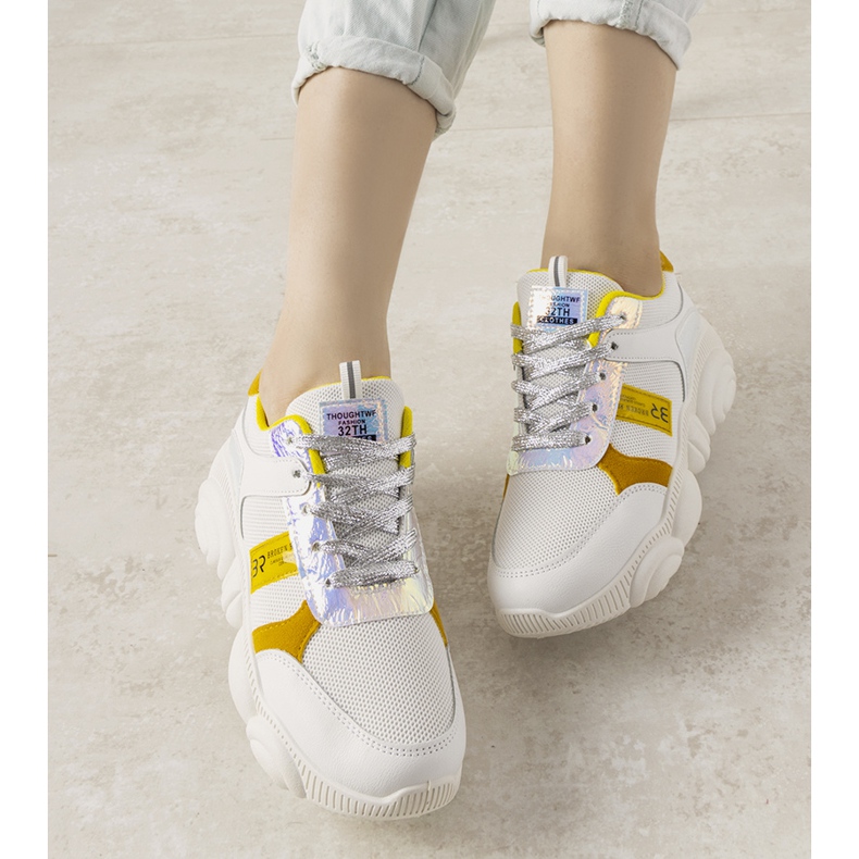 Sneakers Carry da donna bianche e gialle bianco 1