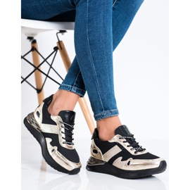 VINCEZA Sneakers Glitter nero d'oro 2