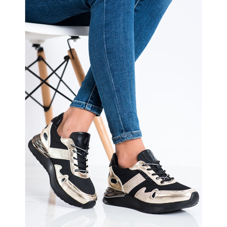 VINCEZA Sneakers Glitter nero d'oro 2