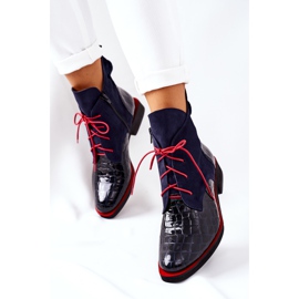 Alberto Violli Stivaletti in Pelle Fantasia Alligatore Blu Navy Bruselle rosso 2