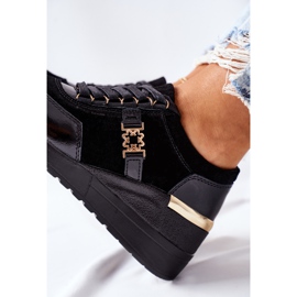 S.Barski Sneakers da donna con zeppa in pelle nere Montessori nero 1