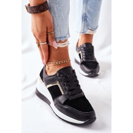 S.Barski Sneakers con zeppa in pelle da donna Nere Bianche Manitoba nero 1