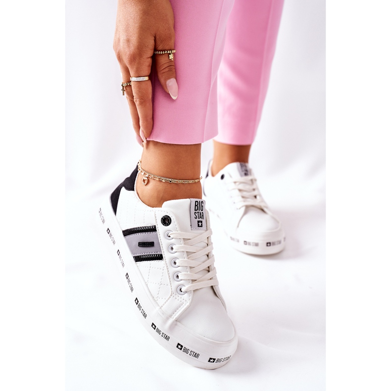 Sneakers in pelle sulla piattaforma Big Star II274071 bianca bianco 2