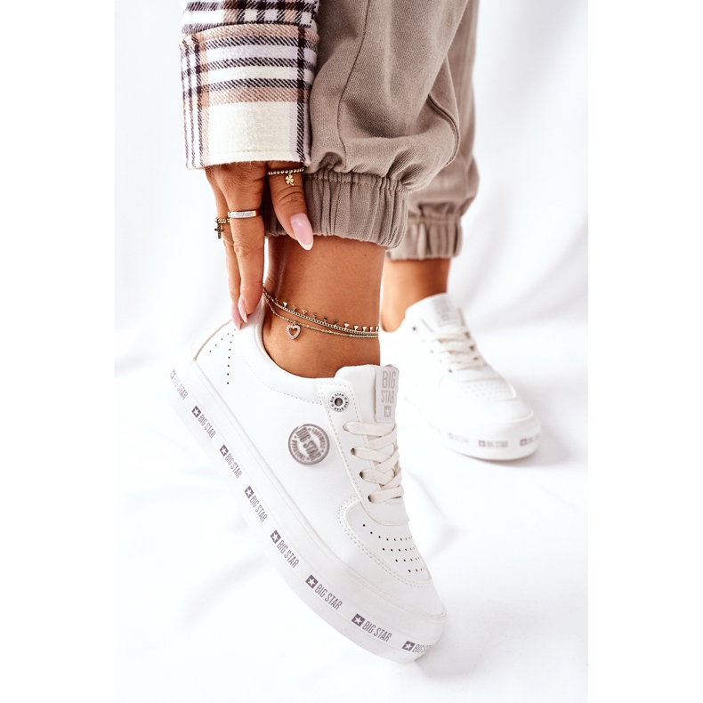 Sneakers in pelle sulla piattaforma Big Star II274075 Bianco bianca 2