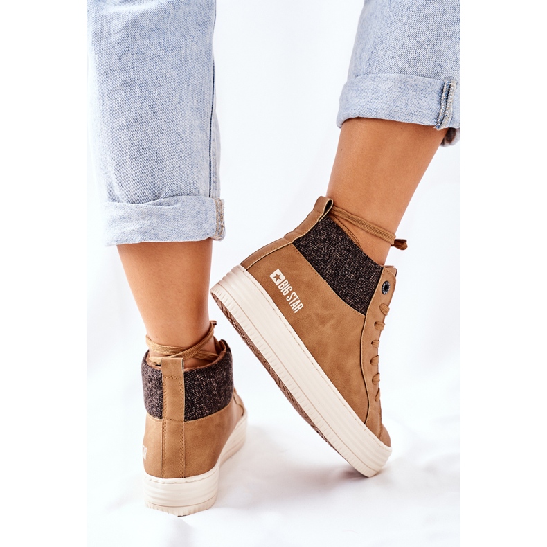 Sneakers alte isolate Big Star II274145 Camel marrone 1