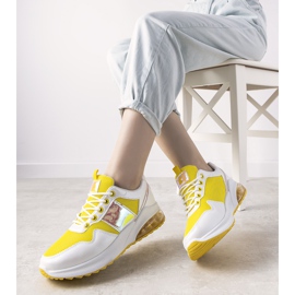 Sneakers bianche e gialle con inserti olografici Allison bianca giallo 2