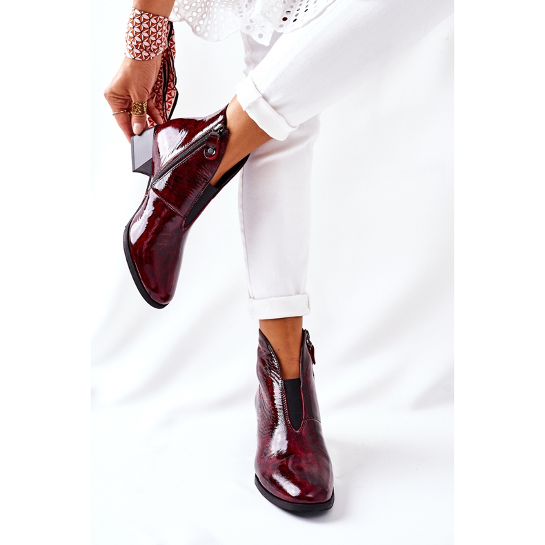 Stivali caldi in pelle con tacco alto Maciejka 04777-23 Claret rosso 1