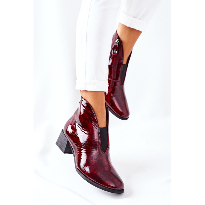 Stivali caldi in pelle con tacco alto Maciejka 04777-23 Claret rosso 2