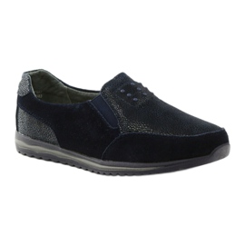 Slip-on da donna sportiva in pelle DK blu navy 1