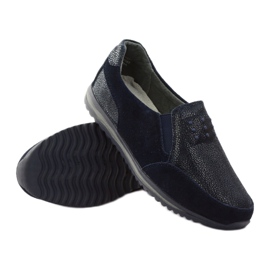 Slip-on da donna sportiva in pelle DK blu navy 3