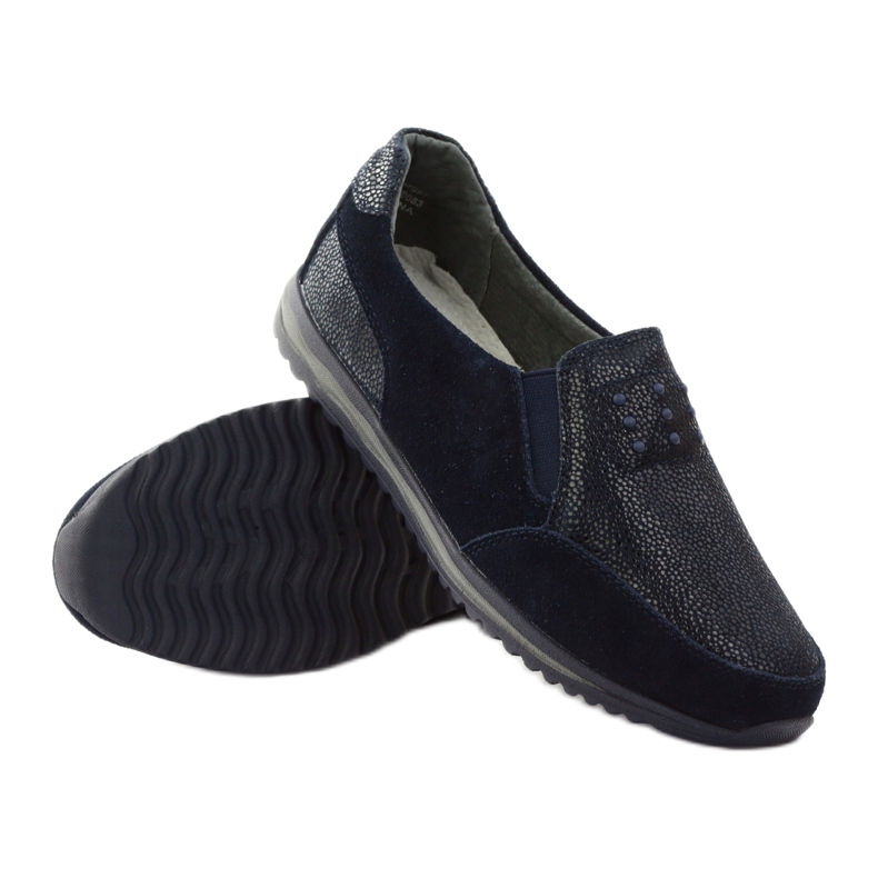 Slip-on da donna sportiva in pelle DK blu navy 3