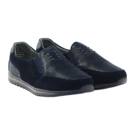 Slip-on da donna sportiva in pelle DK blu navy 4