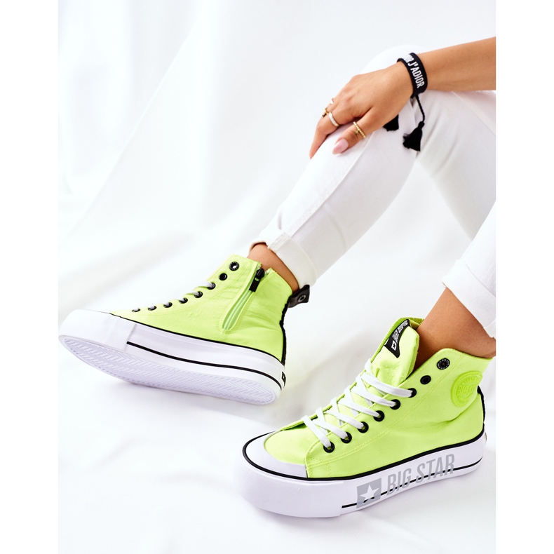 Sneakers Alte Sulla Piattaforma Big Star II274015 Giallo Neon 1