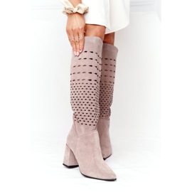 Stivali traforati Lewski Shoes 2847 / B Beżowe beige 2