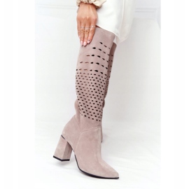 Stivali traforati Lewski Shoes 2847 / B Beżowe beige 3