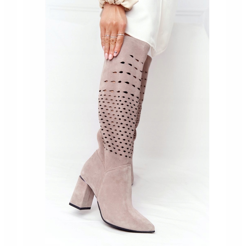 Stivali traforati Lewski Shoes 2847 / B Beżowe beige 3