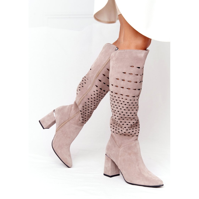 Stivali traforati Lewski Shoes 2847 / B Beżowe beige 6