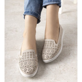 Mocassini beige con motivo Catwalk traforato 1