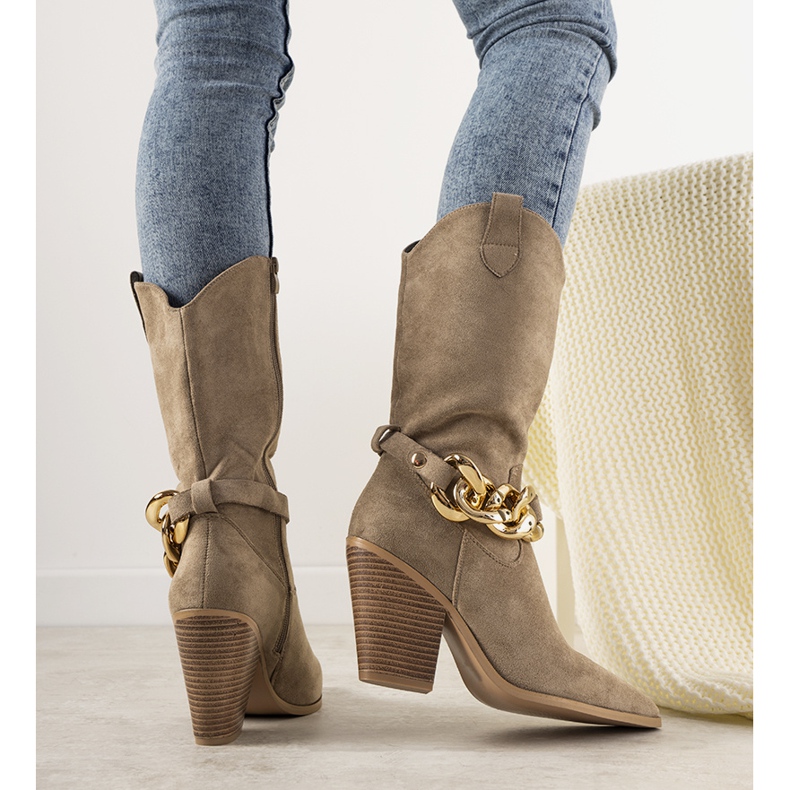 Stivali da cowboy beige sul post Effie cachi 2