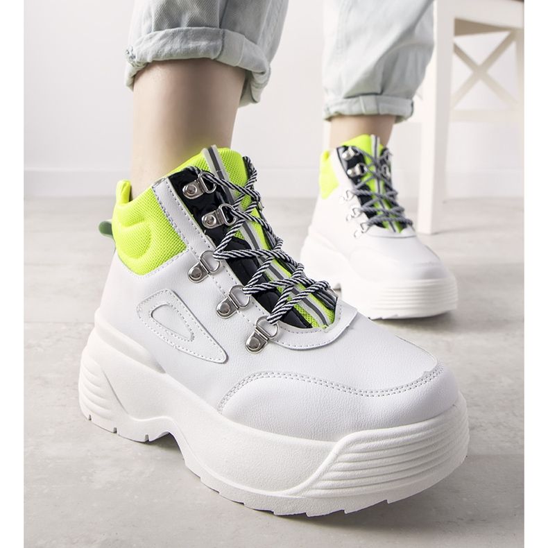 Sneakers bianche su suola alta Eloquence bianco 1