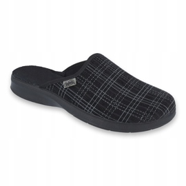 Pantofole nere Befado 548m003 a scacchi nero grigio 1