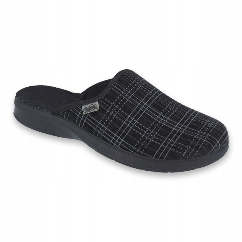 Pantofole nere Befado 548m003 a scacchi nero grigio 1