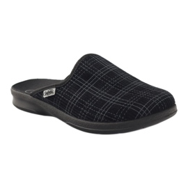 Pantofole nere Befado 548m003 a scacchi nero grigio 2