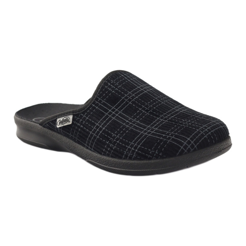 Pantofole nere Befado 548m003 a scacchi nero grigio 2