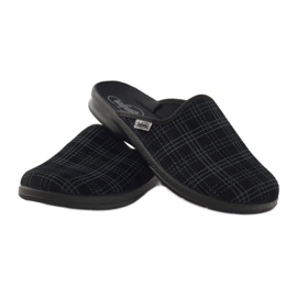 Pantofole nere Befado 548m003 a scacchi nero grigio 4
